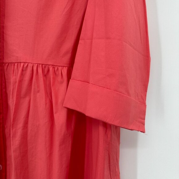 Tuckernuck Women's Poppy Pink Cotton Poplin Royal Shirt Dress Mini sz XL NWOT - Picture 2 of 9